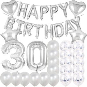 sweet 30th birthday decorations party supplies,silver number 30 balloons,30th foil mylar balloons latex balloon decoration,great 30th birthday gifts for girls,women,men,photo props