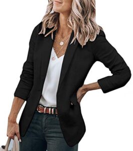 cicy bell womens casual blazers open front long sleeve work office jackets blazer(black,large)