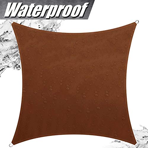 ColourTree 100% Blockage Waterproof 9.5' x 9.5' Sun Shade Sail Canopy  Square Brown - Commercial Standard Heavy Duty - 220 GSM - 3 Years Warranty