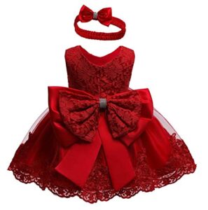 baby girls christmas pageant lace dresses infant easter frocks wedding formal event frocks dress (red,24m)