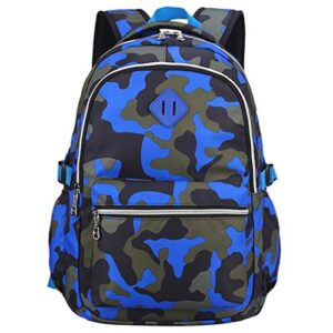 yvechus school backpack casual daypack travel outdoor camouflage backpack christmas presents for boys and girls (camo blue)