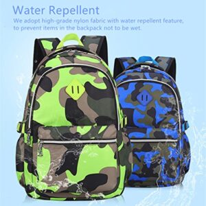 Yvechus School Backpack Casual Daypack Travel Outdoor Camouflage Backpack Christmas Presents for Boys and Girls (Camo Blue)
