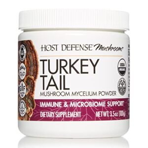 host defense, turkey tail mushroom powder, supports immune health, mushroom supplement, plain, 3.5 ounce (pack of 1)