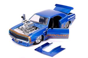 jada toys bigtime muscle 1:24 1969 chevy camaro earthshaker die-cast car candy blue, toys for kids and adults