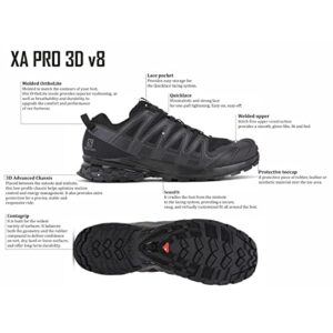 Salomon XA PRO 3D v8 Trail Running Shoes for Men, Grape Leaf/Peat/Shadow, 10.5