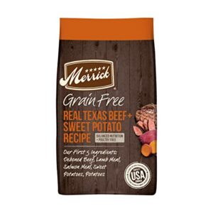 merrick dry dog food, real texas beef and sweet potato grain free dog food recipe - 22.0 lb. bag