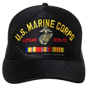 Officially Licensed United States Marine Corps Vietnam Veteran Emblem Patch Hat Black Baseball Cap