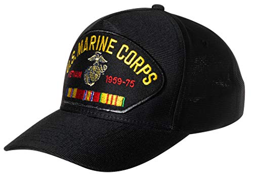 Officially Licensed United States Marine Corps Vietnam Veteran Emblem Patch Hat Black Baseball Cap