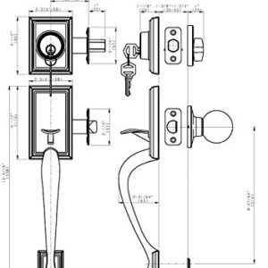 Dynasty Hardware RID-MON-100-US15-LH Ridgecrest Front Door Handleset, Satin Nickel, with Monterey Lever, Left Hand