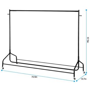 Ejoyous Rolling Garment Rack, Heavy Duty Movable Clothing Hanging Rack Commercial Grade Clothes Rail Display Stand Storage Organizer on Wheel with Bottom Shelf