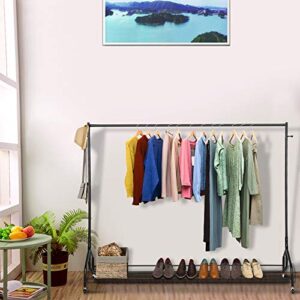 Ejoyous Rolling Garment Rack, Heavy Duty Movable Clothing Hanging Rack Commercial Grade Clothes Rail Display Stand Storage Organizer on Wheel with Bottom Shelf