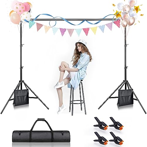 BEIYANG Backdrop Stand, 7.5 FT x 10 FT Adjustable Photography Background Support System Kit with Carrying Bag for Photo Video Studio