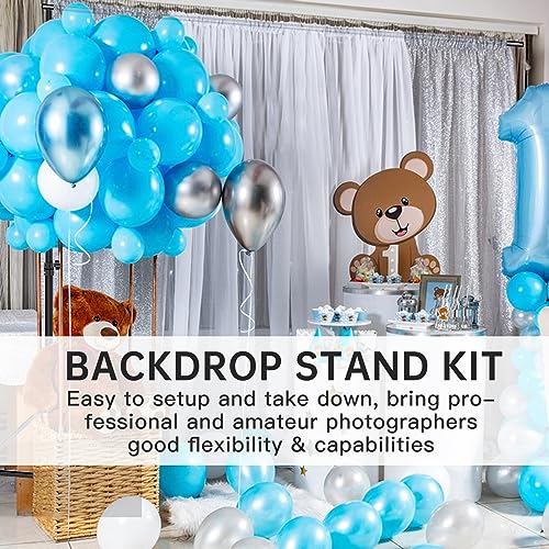 BEIYANG Backdrop Stand, 7.5 FT x 10 FT Adjustable Photography Background Support System Kit with Carrying Bag for Photo Video Studio