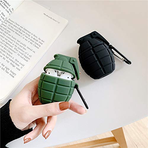 LEWOTE Silicone Case Compatible for Apple Airpods 1&2 Funny Cover[Cool Grenade Design][Best Gift for Kids Boys Girls] (Army Green)