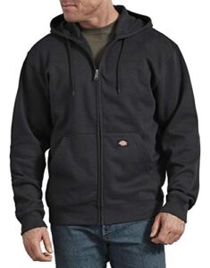 dickies mens full zip hoodie fleece jacket, dark heather, x-large us