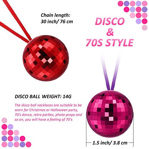 Hicarer 12 Pieces Assorted Color Disco Ball Necklaces 70s Disco Party Necklaces for Halloween Party Favors,Home Decorations, Stage Props, School Festivals and Halloween Costume Accessories