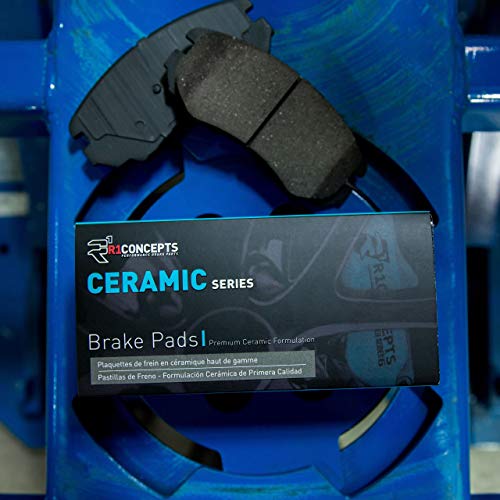 R1 Concepts Ceramic Series Brake Pads With Rubber Steel Rubber Shims| Fits 1990-1992 Ferrari F40, 1995-1997 Ferrari F50, 2000-2006 Jaguar XKR, 2001-2005 Aston Martin Vanquish, 2002-2003 Jaguar XJR