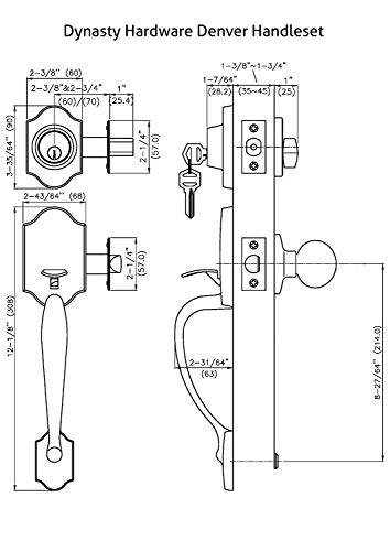 Dynasty Hardware DEN-MON-100-US15-RH Denver Front Door Handleset, Satin Nickel, with Monterey Lever, Right Hand