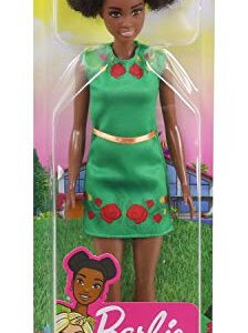 ​Barbie Dreamhouse Adventures Nikki Doll, Brunette, 11.5-Inch, in Green Dress, Gift for 3 to 7 Year Olds