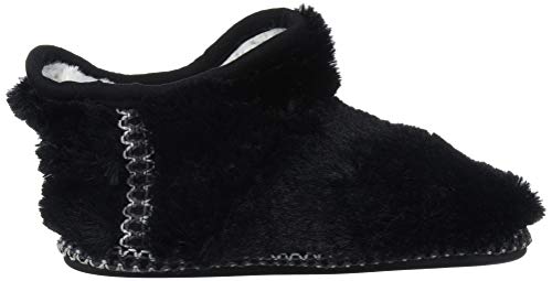 Dearfoams Unisex-Kid's Charlotte faux faux fur Bootie Slipper, Black, 2-3 Big