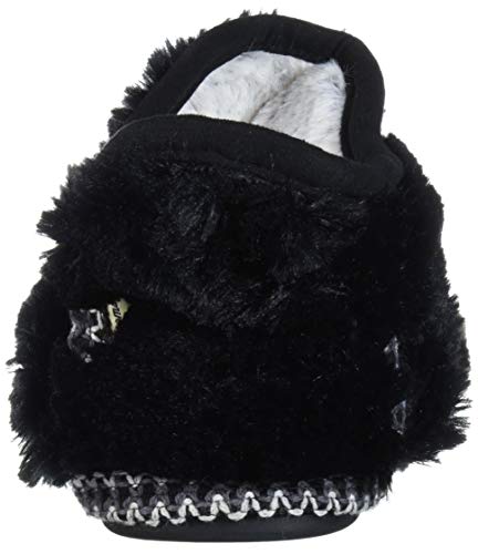 Dearfoams Unisex-Kid's Charlotte faux faux fur Bootie Slipper, Black, 2-3 Big