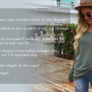 Jescakoo Fall Casual Tops for Women Cute Long Sleeve V Neck T Shirts Green L