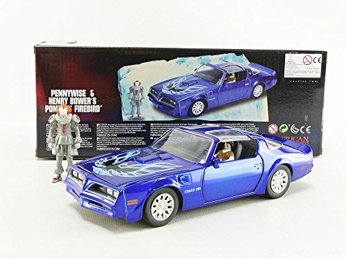 Jada Toys Hollywood Rides It Chapter Two Pennywise & Henry Bower's Pontiac Firebird, 1: 24 Blue Die-Cast Vehicle with 2.75" Die-Cast Figure