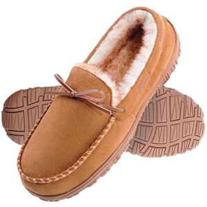 amazon essentials men's warm plush slippers, light brown, 8