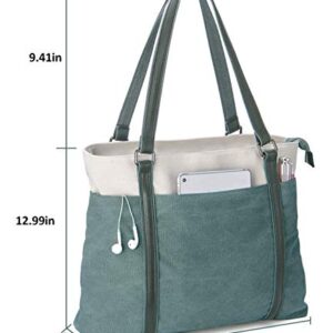 Wxnow Tote Bag for Women, Canvas Shoulder Bags Large Tote Bag Teacher Work 15.6 Laptop Bags Handbag Purse, Green