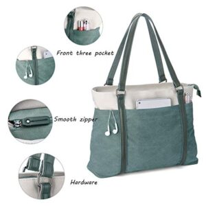 Wxnow Tote Bag for Women, Canvas Shoulder Bags Large Tote Bag Teacher Work 15.6 Laptop Bags Handbag Purse, Green