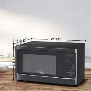 Walsh WSCMS311BK-10 Countertop Microwave Oven, 6 Cooking Programs LED Lighting Push Button, 1.1 Cu.Ft/1000W, Black
