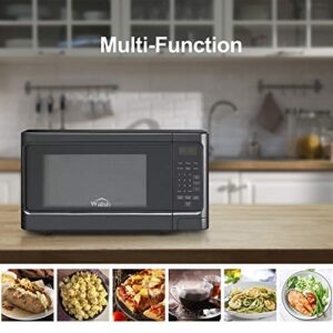 Walsh WSCMS311BK-10 Countertop Microwave Oven, 6 Cooking Programs LED Lighting Push Button, 1.1 Cu.Ft/1000W, Black