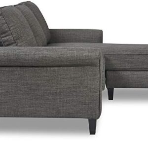 Serta Harmon Reversible Sectional Sofa, Modern L-Shaped Couch for Small Spaces, Soft Fabric Upholstery, Rolled Arm, Dark Gray