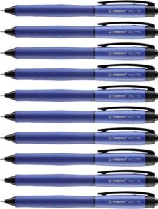 stabilo retractable rollerball pen palette - pack of 10 - blue