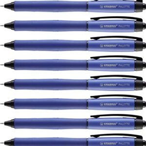 STABILO Retractable Rollerball Pen PALETTE - Pack of 10 - Blue