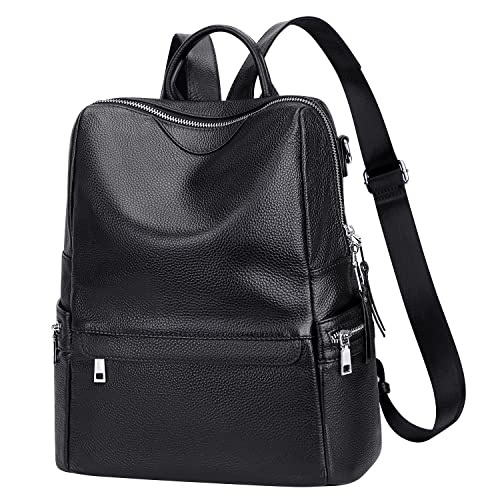 ALTOSY Leather Backpack for Women Elegant Genuine Backpack Purse Ladies Leather Shoulderbag （S80 Black）