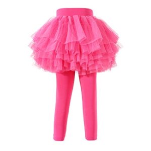 baby toddler girls' tutu leggings tulle ruffle skirted pants 2-6t rose red