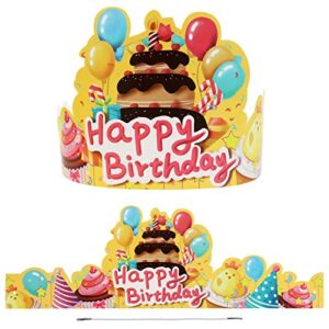 JINCH 30 Pack Birthday Crowns for Kids Classroom, Cute Elastic Happy Birthday Hats for Students Class School Kindergarten VBS Party Supplies