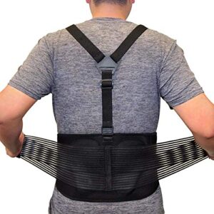 allyflex sports® back brace for lifting work y-shape suspenders safety belt with dual 3d lumbar support relieve pain, prevent injury (m (30'' - 37''))