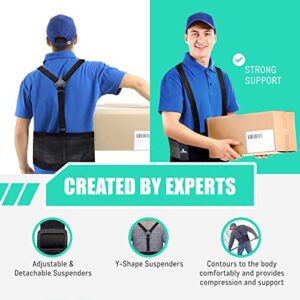 AllyFlex Sports® Back Brace For Lifting Work Y-shape Suspenders Safety Belt With Dual 3D Lumbar Support Relieve Pain, Prevent Injury (M (30'' - 37''))