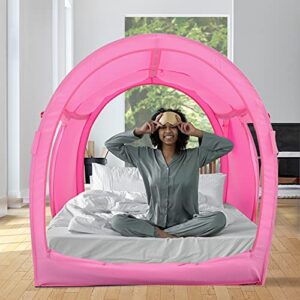 LEEDOR Bed Tent Dream Tents Bed Canopy Shelter Cabin Indoor Privacy Warm Breathable Pop Up Twin Size for Kids and Adult Patent Pending Pink(Mattress Not Included)