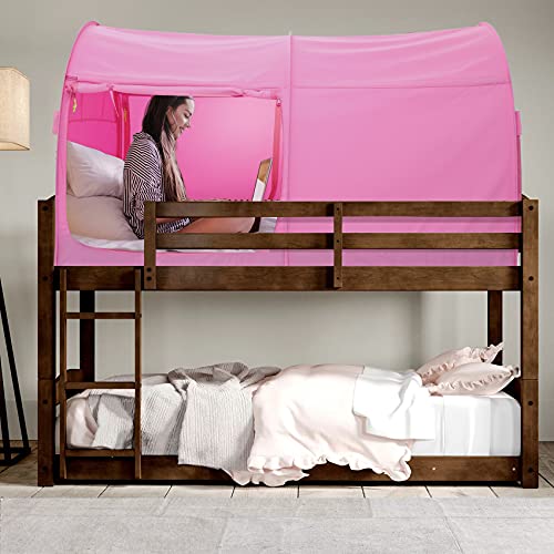 LEEDOR Bed Tent Dream Tents Bed Canopy Shelter Cabin Indoor Privacy Warm Breathable Pop Up Twin Size for Kids and Adult Patent Pending Pink(Mattress Not Included)