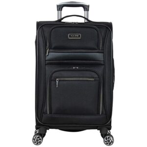 kenneth cole reaction rugged roamer luggage collection lightweight softside expandable 8-wheel spinner travel suitcase bag, black, 20-inch carry-on