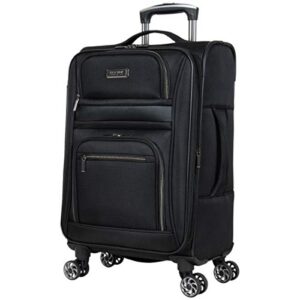 Kenneth Cole Reaction Rugged Roamer Luggage Collection Lightweight Softside Expandable 8-Wheel Spinner Travel Suitcase Bag, Black, 20-Inch Carry-On