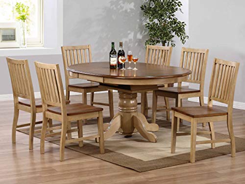 Sunset Trading Brook Dining Table, Distressed Two Tone Light Creamy Wheat with Warm Pecan Brown 42 in x 60 in x 30 in