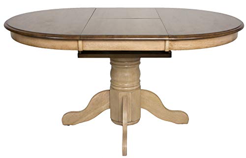 Sunset Trading Brook Dining Table, Distressed Two Tone Light Creamy Wheat with Warm Pecan Brown 42 in x 60 in x 30 in