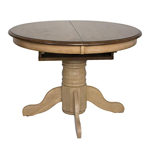 Sunset Trading Brook Dining Table, Distressed Two Tone Light Creamy Wheat with Warm Pecan Brown 42 in x 60 in x 30 in