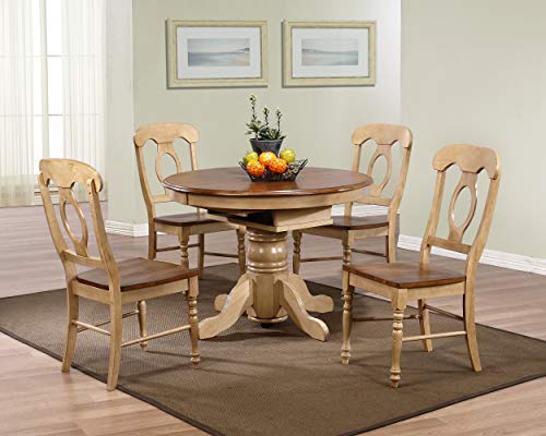 Sunset Trading Brook Dining Table, Distressed Two Tone Light Creamy Wheat with Warm Pecan Brown 42 in x 60 in x 30 in