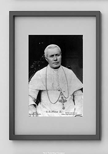 INFINITE PHOTOGRAPHS Pius X, Saint, Pope, 1835-1914 (Giuseppe Melchiorre Sarto - Pope, 1903-14) Wearing Pectoral Cross Pontifical|Black & White Photograph