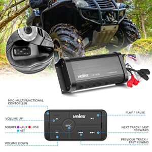 Marine Bluetooth Amplifier Waterproof Class D Amp UTV Amp 4 Channel with Controller for Boat Golf Motorcycle Hidden Installation